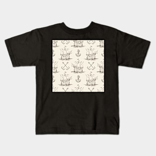 Sailship and Anchor Seamless pattern Kids T-Shirt